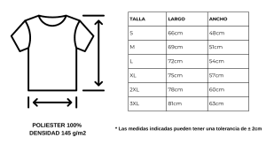 talla y medidas camisetas