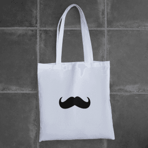 Bolsa blanca con estampado Señor Bigote