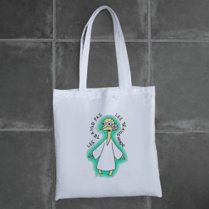 Bolsa blanca con estampado Paz y Amor