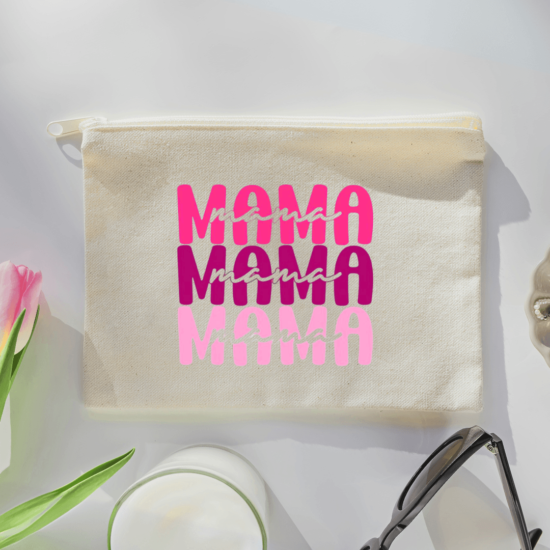 estuche beige con estampado Mamá