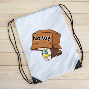 mochila de cuerdas blanca con estampado No Toi